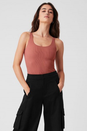 Body Alo Yoga Mesh Sheer Illusion Mujer Soft Terracotta | Colombia ZDUX-79815