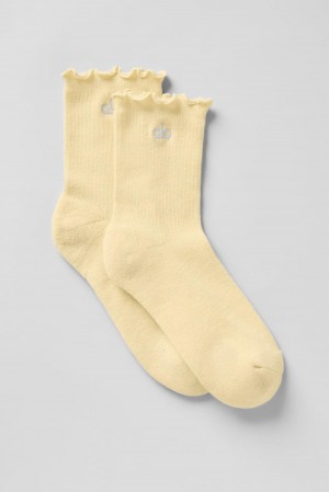 Calcetines Alo Yoga Lettuce Edge Mujer Warm Butter | Colombia HNPL-38627