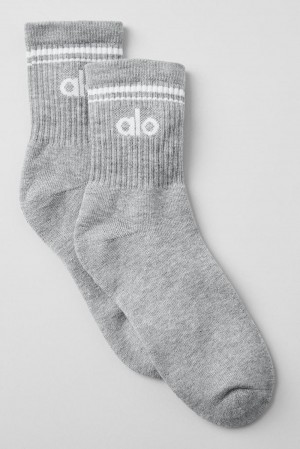 Calcetines Alo Yoga Unisex Half-Crew Throwback Mujer Gris Blancas | Colombia LTBP-58763