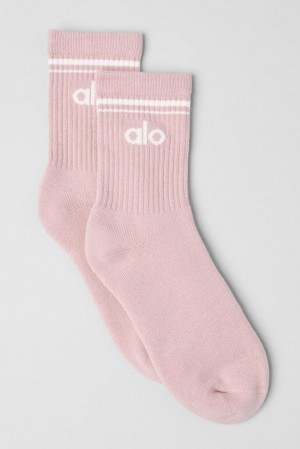 Calcetines Alo Yoga Unisex Half-Crew Throwback Mujer Rosas Blancas | Colombia YQDV-01729