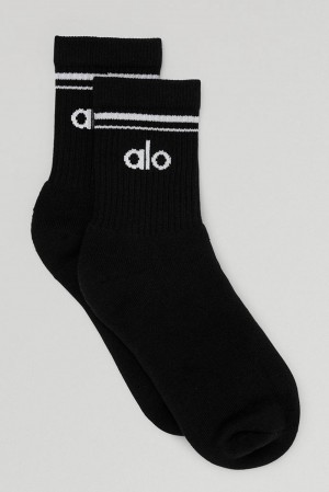 Calcetines Alo Yoga Unisex Half-Crew Throwback Mujer Negras Blancas | Colombia BKDG-19376