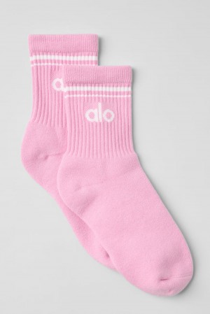 Calcetines Alo Yoga Unisex Half-Crew Throwback Mujer Rosas Blancas | Colombia XBWO-39580