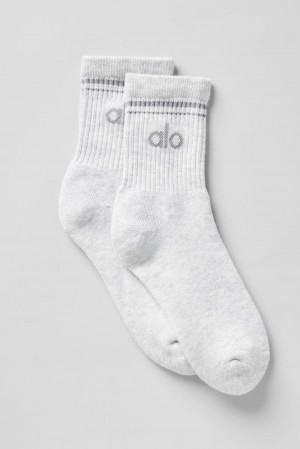 Calcetines Alo Yoga Unisex Half-Crew Throwback Mujer Blancas Gris | Colombia SNGV-91642