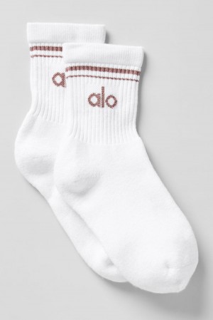 Calcetines Alo Yoga Unisex Half-Crew Throwback Mujer Blancas | Colombia DYMT-72951