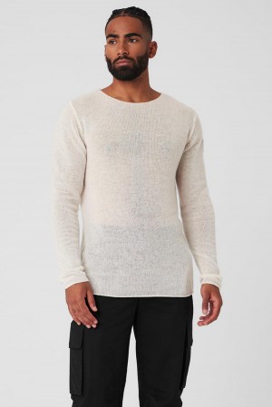 Camisetas Manga Larga Alo Yoga Cashmere Reform Hombre Ivory | Colombia BAJK-45216