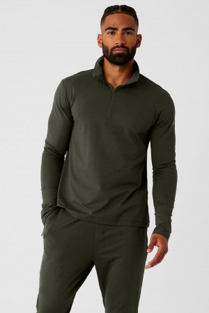 Camisetas Manga Larga Alo Yoga Conquer 1/4 Zip Reform Hombre Verde | Colombia AMCH-82913