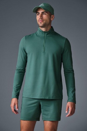 Camisetas Manga Larga Alo Yoga Conquer 1/4 Zip Reform Hombre Winter Ivy | Colombia MLHO-38265