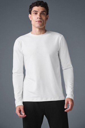 Camisetas Manga Larga Alo Yoga Conquer Reform Crewneck Hombre Blancas | Colombia VFEJ-13075
