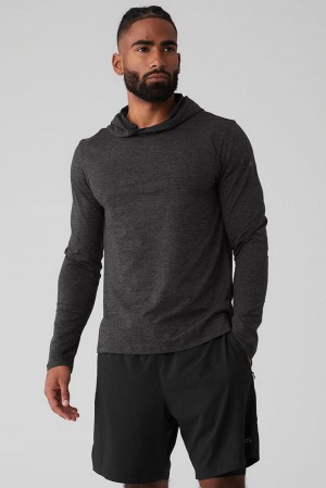 Camisetas Manga Larga Alo Yoga Conquer Reform With Hood Hombre Verde Menta Gris | Colombia DYRX-07698