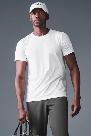 Camisetas Running Alo Yoga Triumph Hombre Blancas | Colombia UQZR-28074