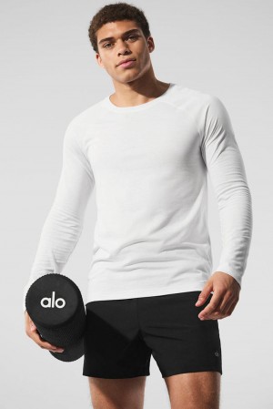Camisetas Running Alo Yoga Triumph Long Sleeve Hombre Blancas | Colombia HDBO-82945