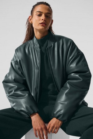 Chaqueta Bomber Alo Yoga Faux Leather Premier Mujer Verde | Colombia CPYQ-79820