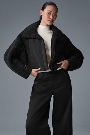 Chaqueta Puffer Alo Yoga Sherpa Cozy Escape Mujer Negras Negras | Colombia BJXO-65481