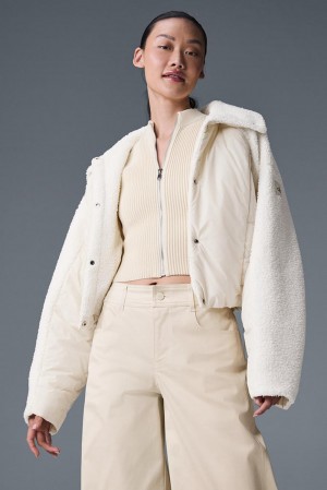 Chaqueta Puffer Alo Yoga Sherpa Cozy Escape Mujer Ivory / Ivory | Colombia APUG-58620