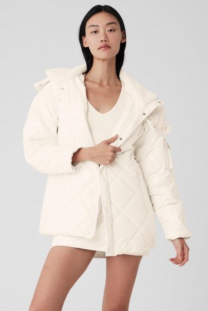 Chaqueta Puffer Alo Yoga Snomoto Mujer Ivory | Colombia GDXR-12435