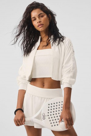 Chaquetas Alo Yoga Cropped Doubles Only Full Zip Mujer Ivory | Colombia GHWS-62174