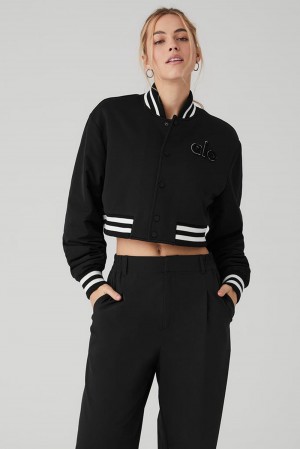 Chaquetas Alo Yoga Cropped G.O.A.T Mujer Negras | Colombia CADX-17480