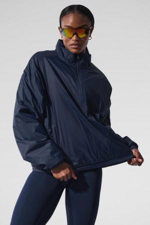 Chaquetas Alo Yoga Latitude Light Weight 1/2 Zip Pullover Mujer Azul Marino | Colombia OHXT-56437