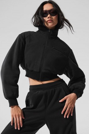 Chaquetas Alo Yoga Polar Fleece Cropped Wintry Mix Mujer Negras | Colombia HINX-54813