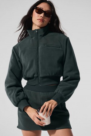 Chaquetas Alo Yoga Polar Fleece Cropped Wintry Mix Mujer Verde | Colombia GWEK-18630