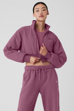 Chaquetas Alo Yoga Polar Fleece Cropped Wintry Mix Mujer Soft Mulberry | Colombia TBVS-31769