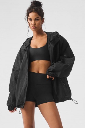Chaquetas Alo Yoga Vantage Nylon Ripstop Track Mujer Negras | Colombia DHUV-90847