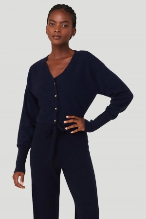 Cárdigan Alo Yoga Cashmere Jet Set Mujer Azul Marino | Colombia KTWS-02835