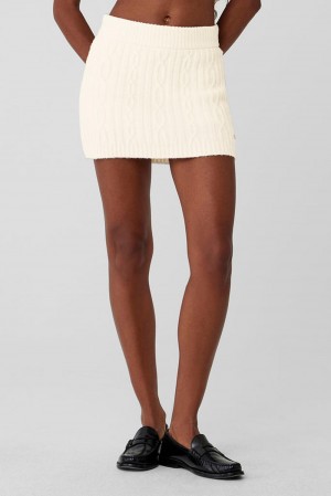 Falda Alo Yoga Cable Knit Winter Bliss Mini Mujer Ivory | Colombia OYLX-39274