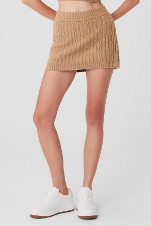 Falda Alo Yoga Cable Knit Winter Bliss Mini Mujer Toasted Almond | Colombia ZVPC-05326