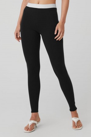 Leggins Alo Yoga Airbrush High-Waist Streamlined Mujer Negras Blancas | Colombia FRMI-63405