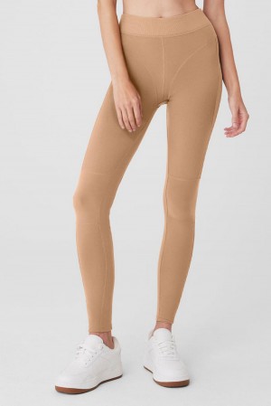 Leggins Alo Yoga Alosoft High-Waist Head Start Mujer Toasted Almond | Colombia BQMO-02196