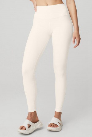 Leggins Alo Yoga High-Waist Airbrush Mujer Ivory | Colombia GMLX-12435