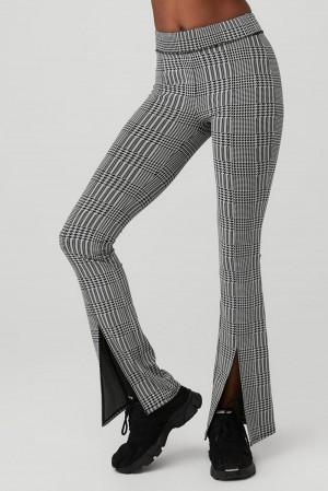 Leggins Alo Yoga Jacquard High-Waist Glenplaid Flutter Mujer Titanium Negras | Colombia BQVK-58179
