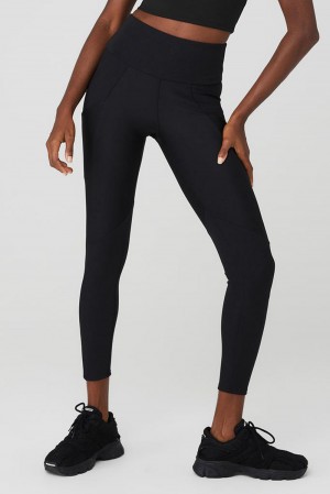 Leggins Alo Yoga Ribbed Airlift High-Waist 7/8 Enchanted Mujer Negras | Colombia XDPT-09864