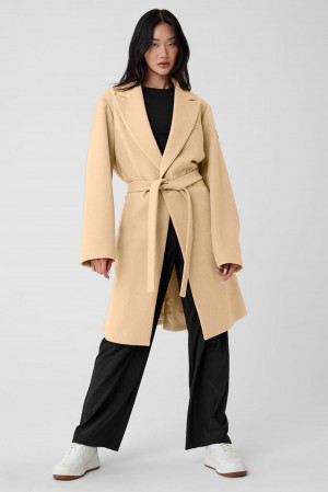 Overcoats Alo Yoga Wool Gameday Mujer Camel | Colombia AQXE-81453
