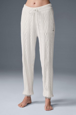 Pantalon Alo Yoga Cable Knit Winter Bliss Mujer Ivory | Colombia YMPQ-64710