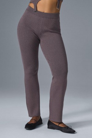 Pantalon Alo Yoga Denim Knit High-Waist Flare Mujer Negras | Colombia FTMG-30841