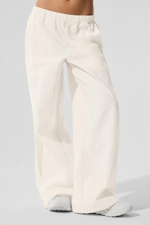 Pantalon Alo Yoga High-Waist Origin Wide Leg Track Mujer Ivory | Colombia MGDU-24103
