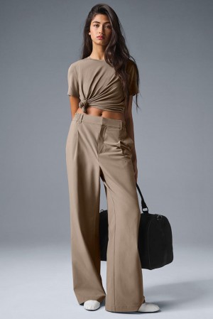 Pantalon Alo Yoga High-Waist Pursuit (Regular) Mujer Gravel | Colombia DKQI-36279