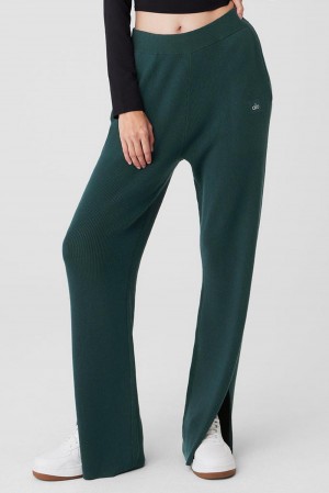 Pantalon Alo Yoga Knit High-Waist Salana Wide Leg Mujer Verde | Colombia YHIX-51028