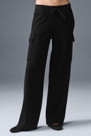 Pantalon Alo Yoga Scholar Knit High-Waist Cargo Mujer Negras | Colombia NWUA-58149