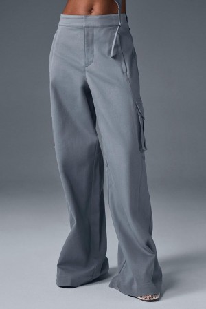 Pantalon Alo Yoga Show Off Cargo Wide Leg (Long) Mujer Gris | Colombia JHVO-92047