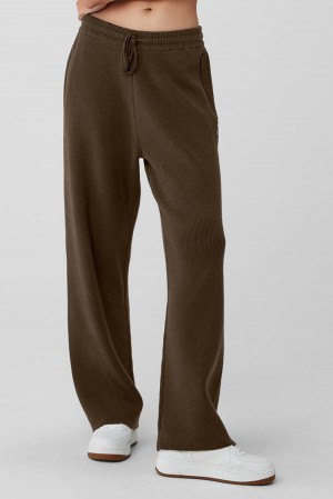 Pantalon Deportivo Alo Yoga Scholar Straight Leg Mujer Espresso | Colombia IADW-39876