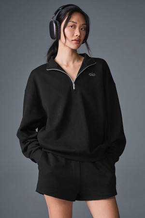 Pullover Alo Yoga Accolade 1/4 Zip Mujer Negras | Colombia ACGF-41072