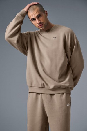 Pullover Alo Yoga Accolade Crew Neck Hombre Gravel | Colombia BYMG-83475