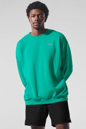 Pullover Alo Yoga Accolade Crew Neck Hombre Verde | Colombia DFRI-05261