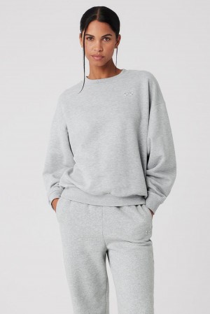 Pullover Alo Yoga Accolade Crew Neck Mujer Gris | Colombia VSAI-24590