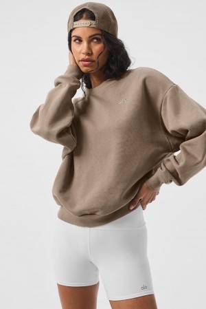 Pullover Alo Yoga Accolade Crew Neck Mujer Gravel | Colombia XJUG-86395