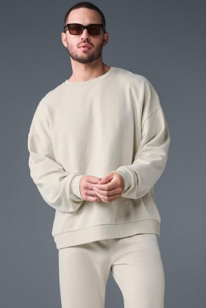 Pullover Alo Yoga Chill Crew Neck Hombre Bone | Colombia OSKJ-25390