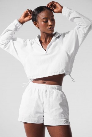Pullover Alo Yoga Cropped 1/4 Zip Alumni Mujer Blancas | Colombia AQWJ-57940
